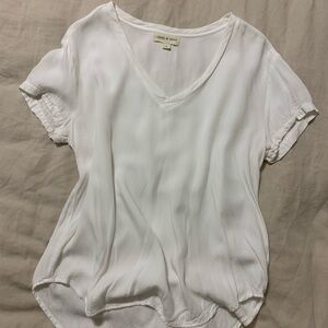 cloth & stone White V-Neck Short Sleeve Top